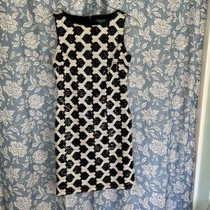 Ralph Lauren Black and White Geometric Midi Dress